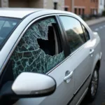 Broken Car Window Street Parking