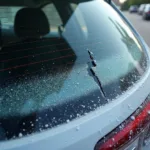 Car Window with Broken Defroster Grid