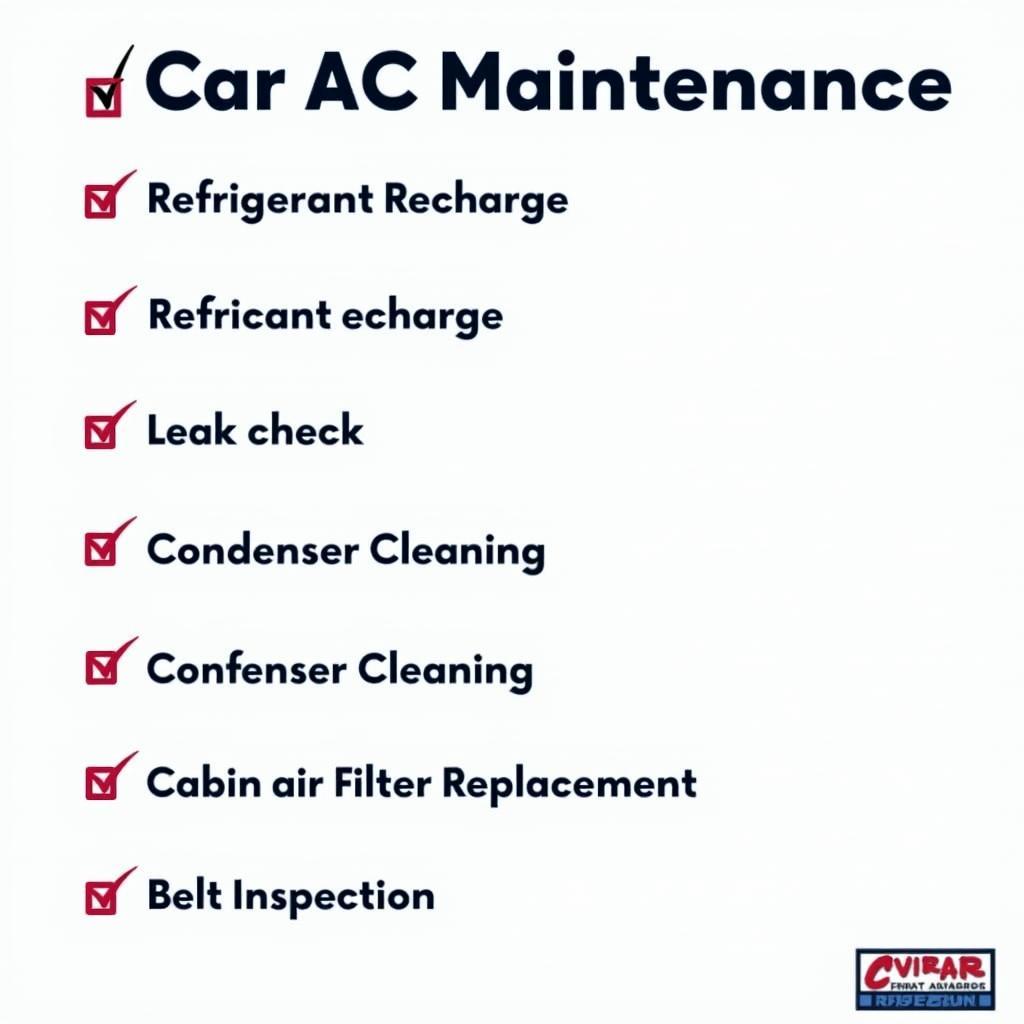 Car AC maintenance checklist