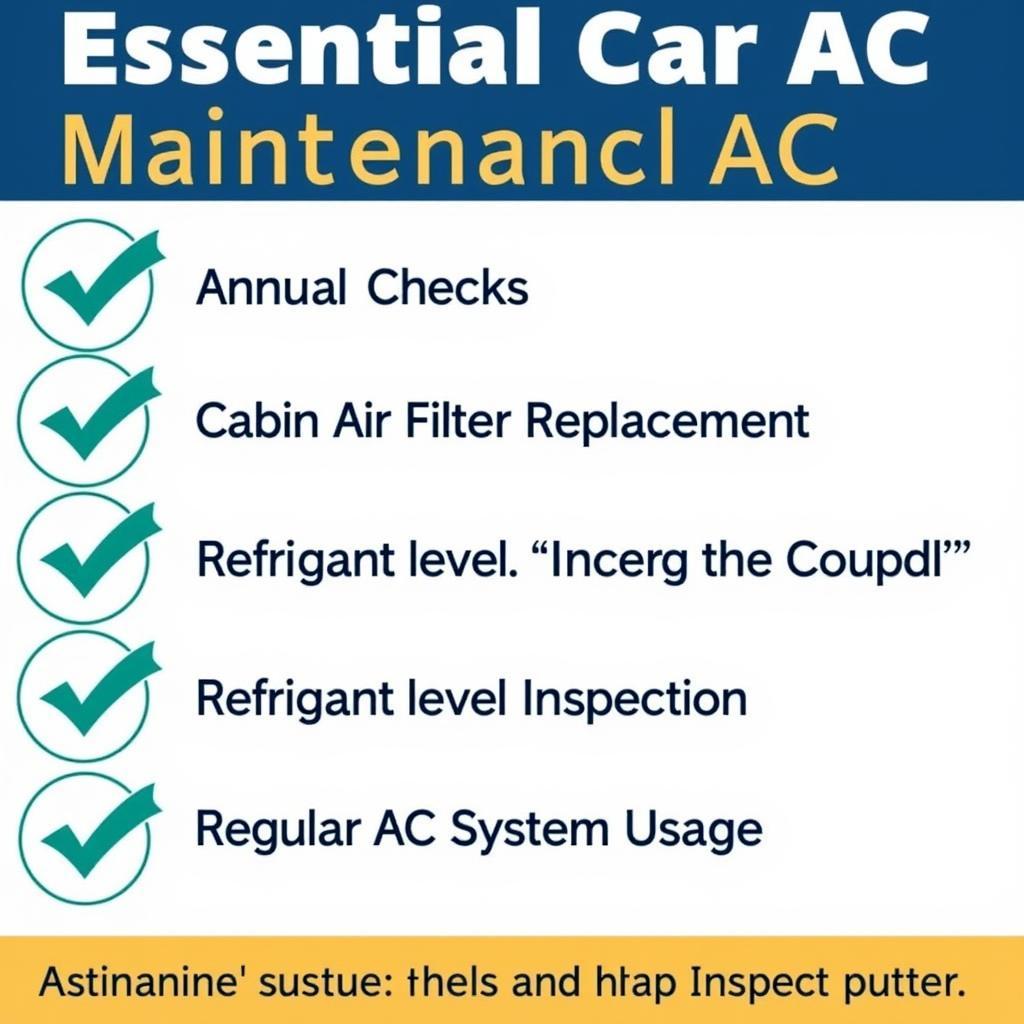 Checklist for car air conditioning maintenance