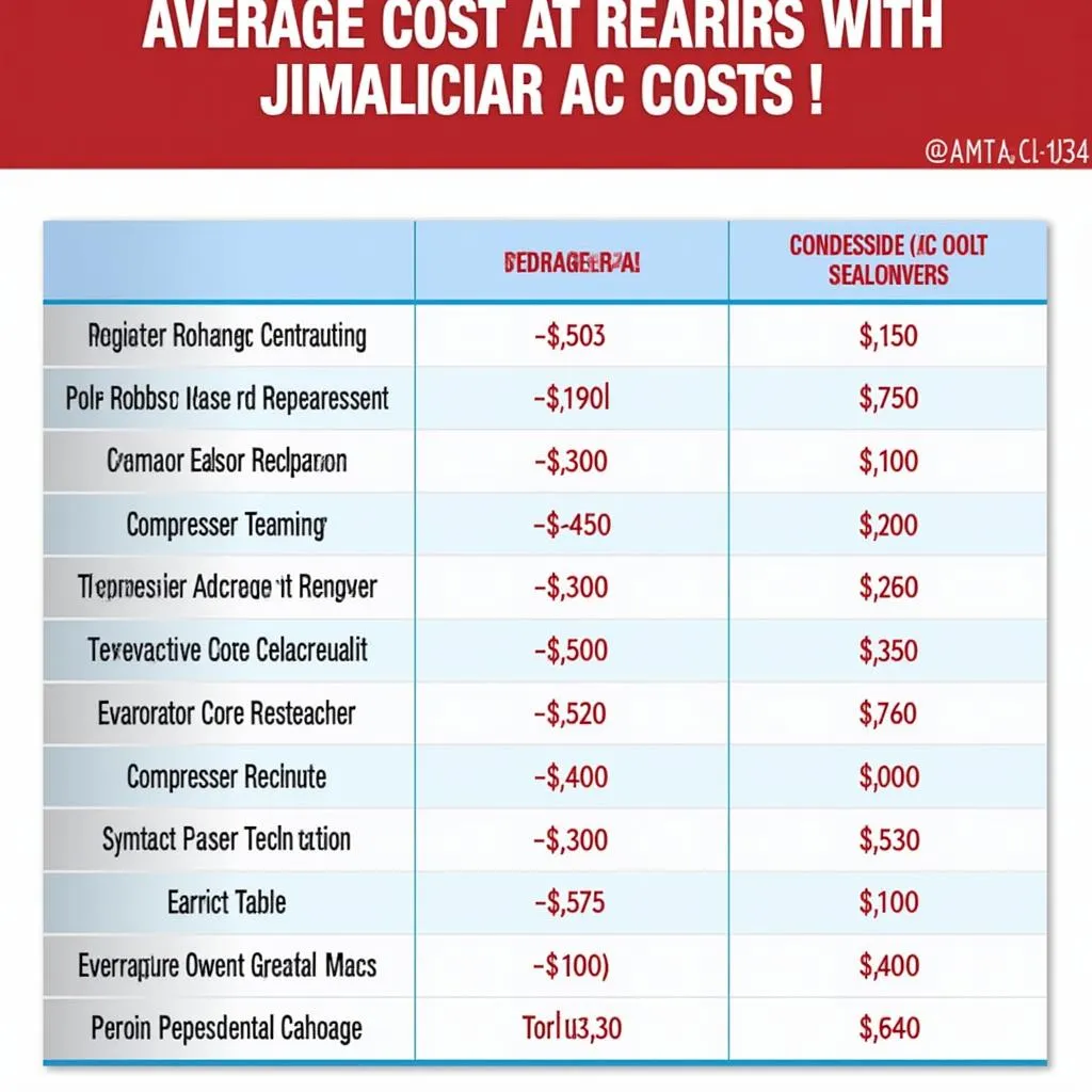 Car AC repair cost breakdown