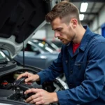 Experienced technician diagnosing car AC problems in Fort Lauderdale