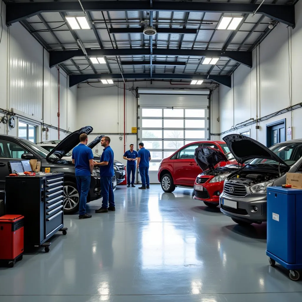 Modern car AC repair workshop in Preston