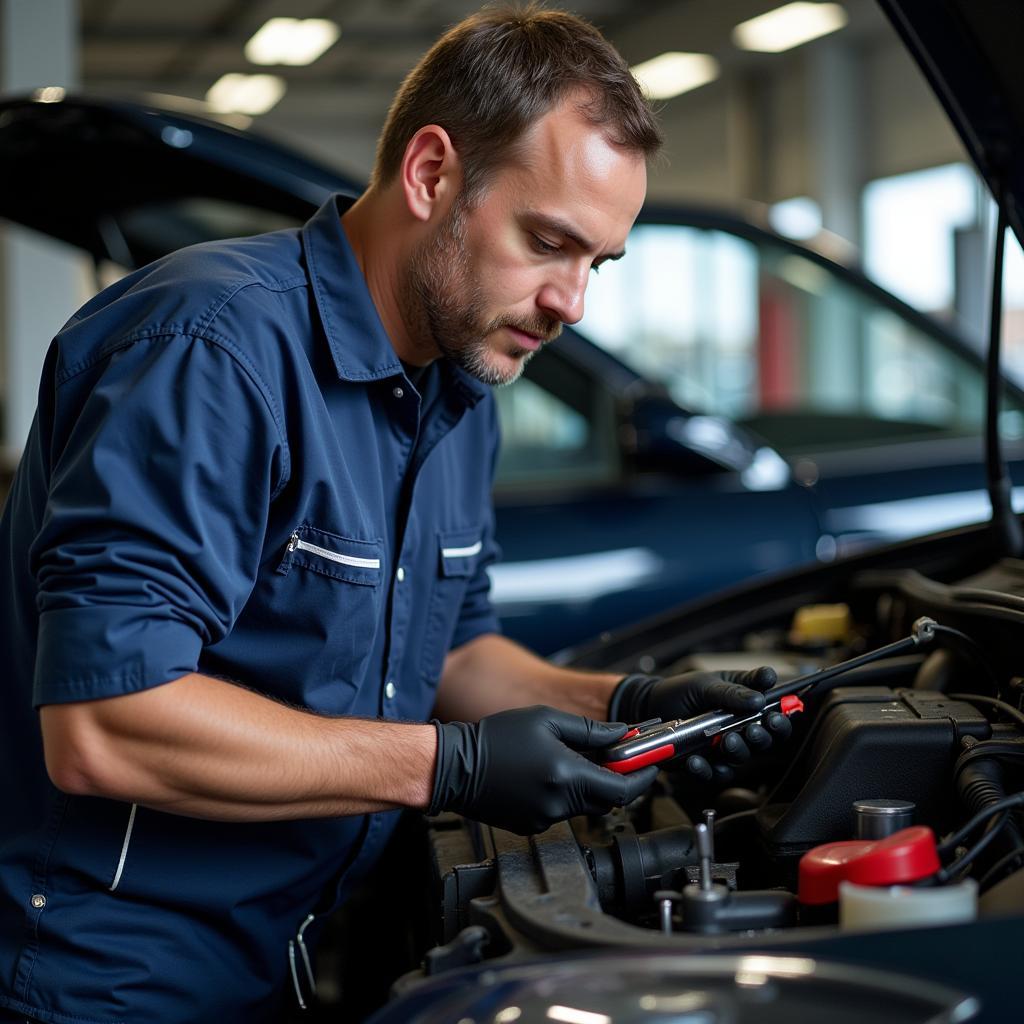 Car AC Repair Technician at Work