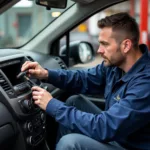 Car AC Repair Technician Working on System