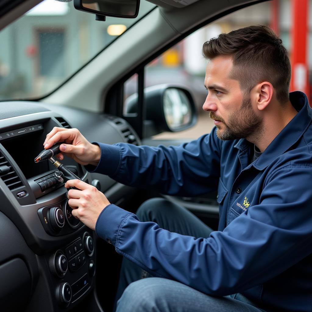 Car AC Repair Technician Working on System