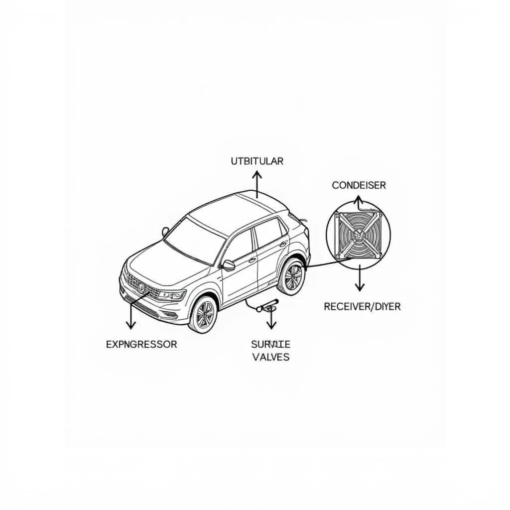 Car AC system components diagram