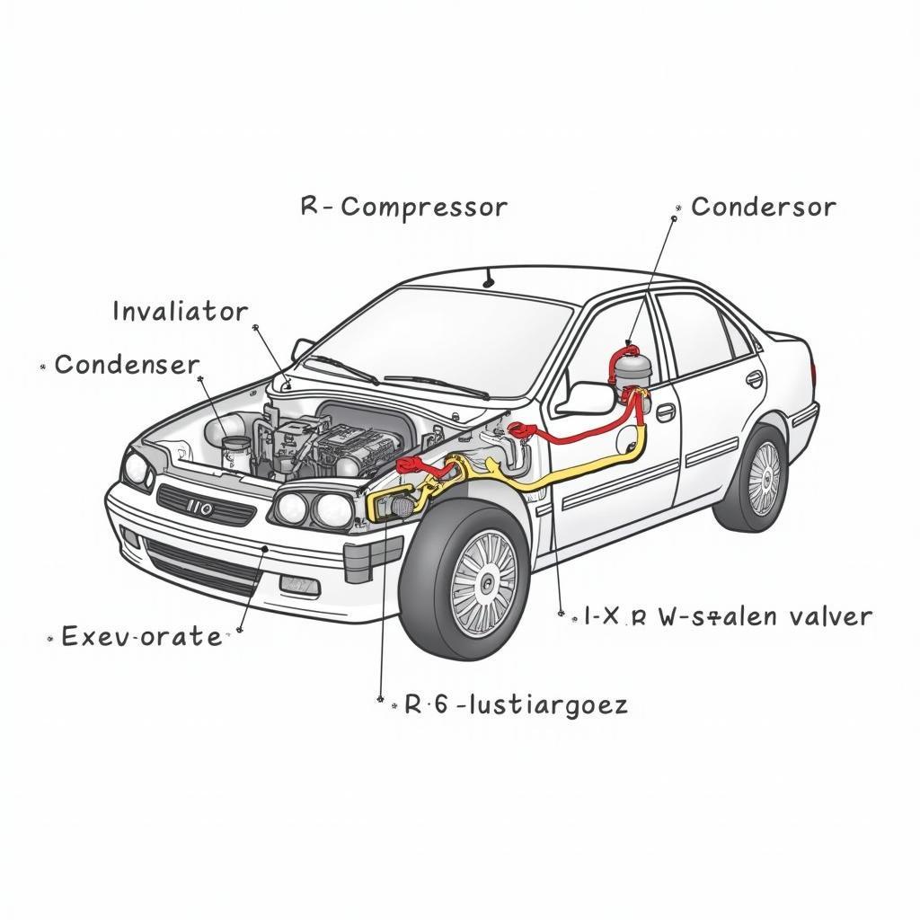 Components of a car air conditioning system