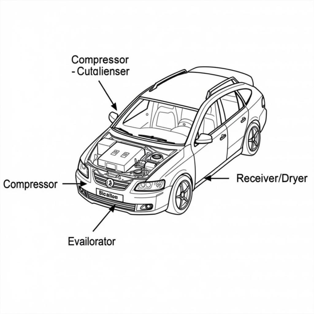 Components of a car's AC system