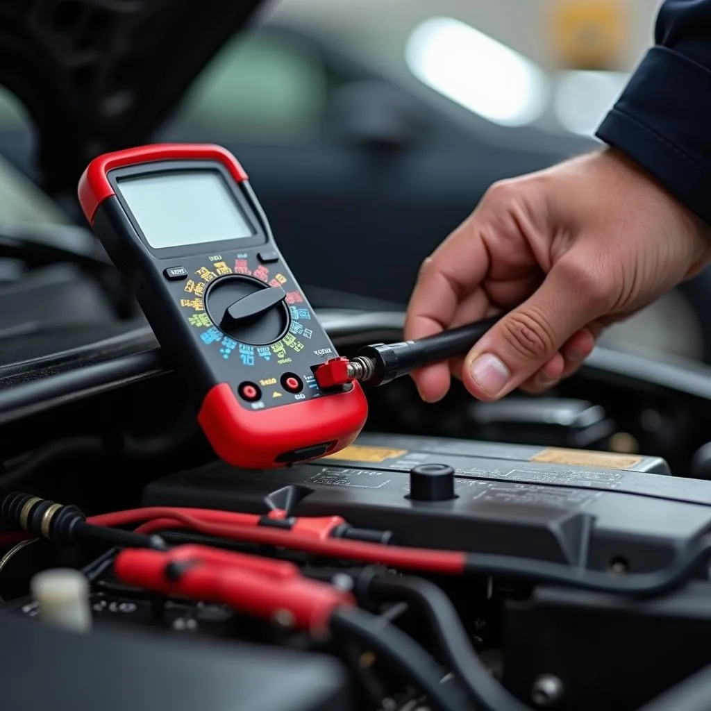 Car Battery Checkup with Multimeter