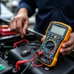 Car battery diagnostics by a technician