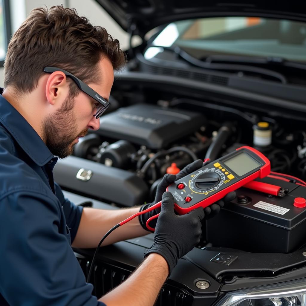 Car Battery Testing with Multimeter