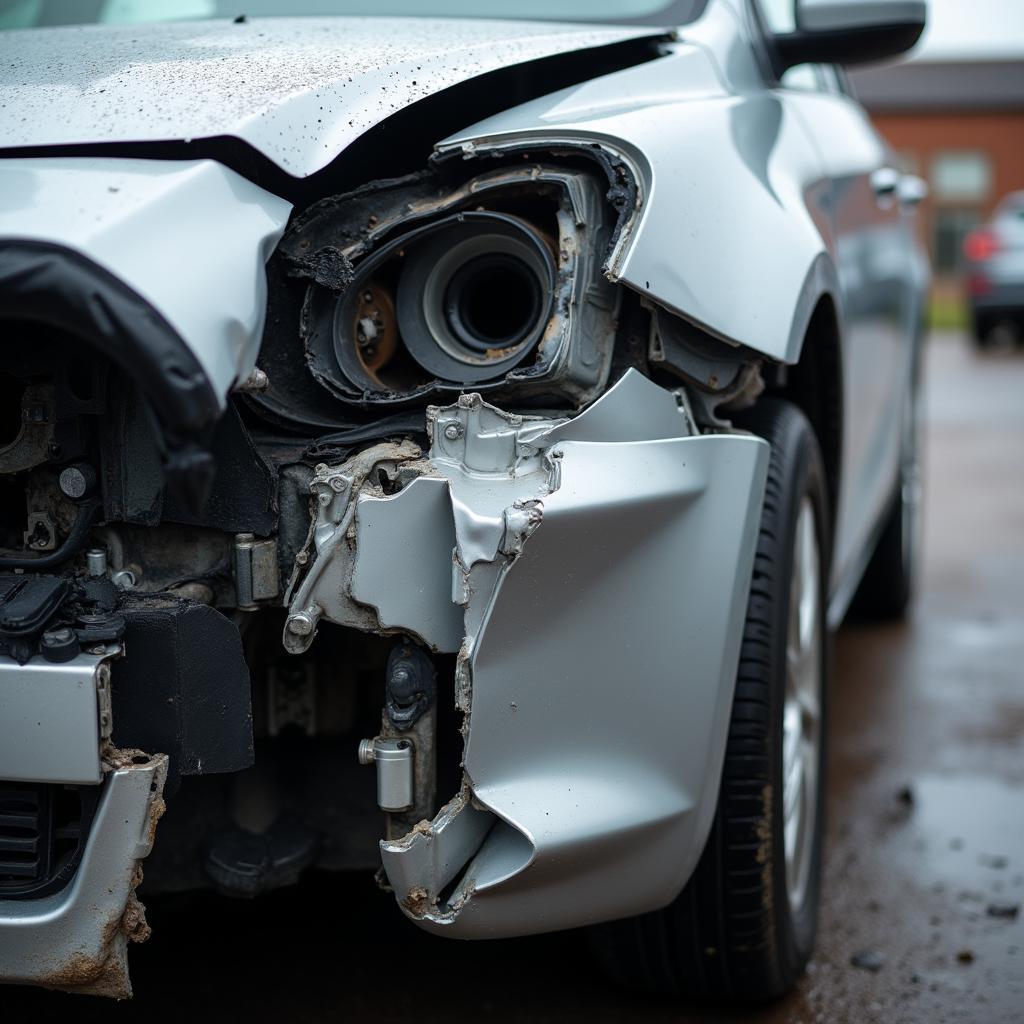 Car with Significant Body Damage After an Accident