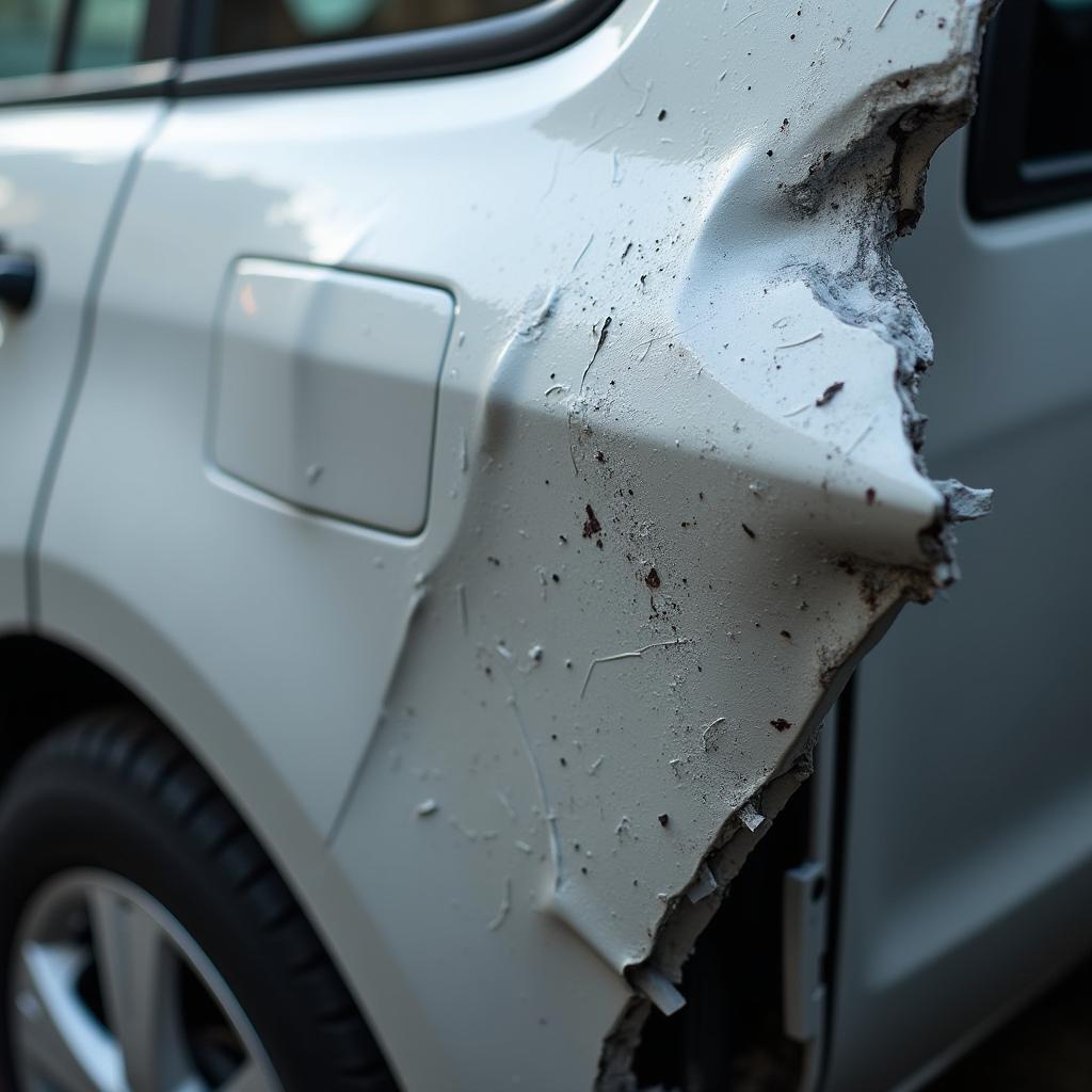 Close-up of car body damage