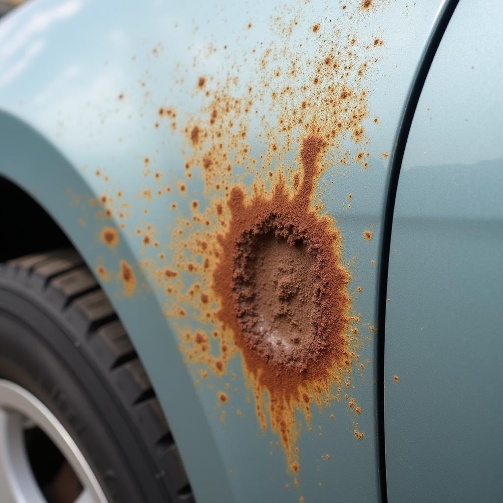 Car body damage with rust