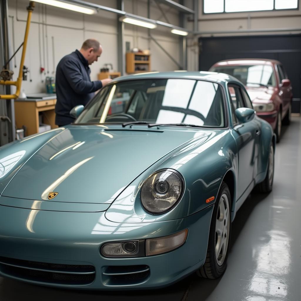 Car Body Repair Bath: Final Inspection of Restored Vehicle