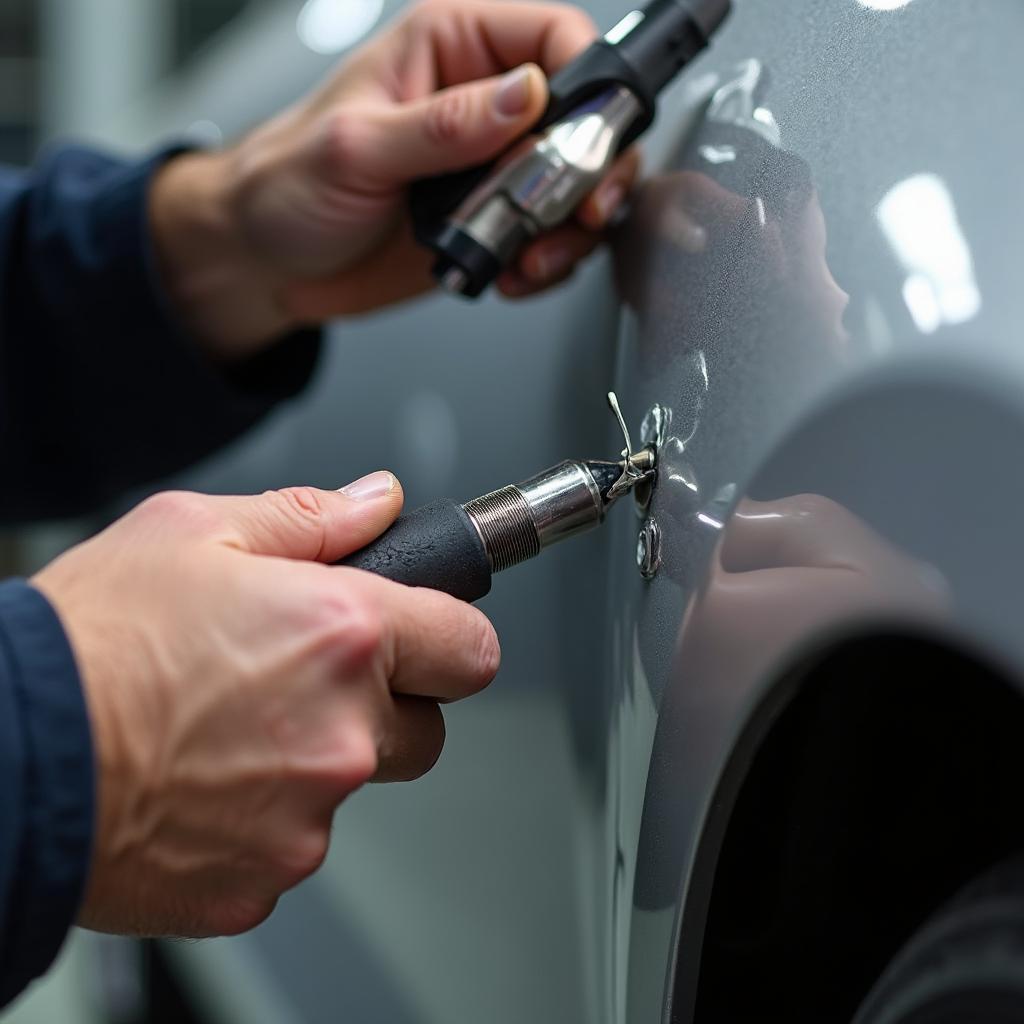 Experienced Technician Working on Car Body Repair in Chandlers Ford