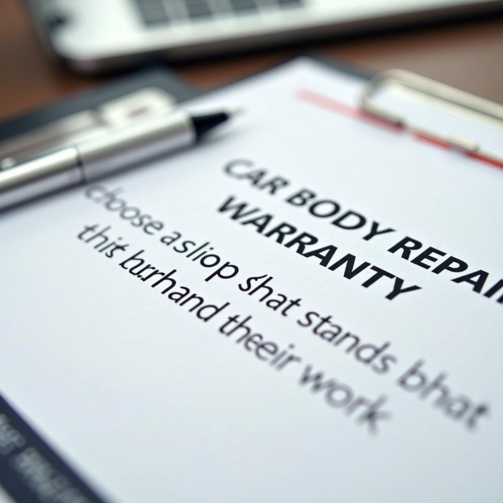 Car body repair warranty document in Chepstow