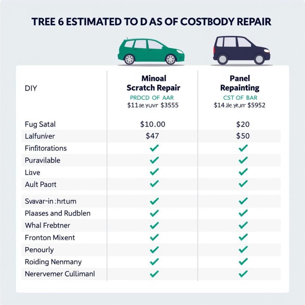 Car Body Repair Cost Comparison Chart