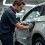 Car body repair in progress in Exeter