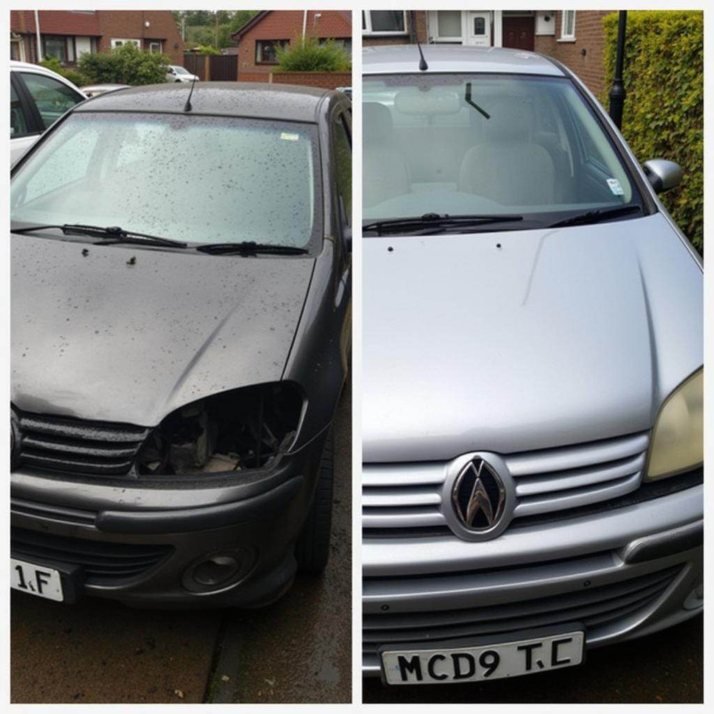 Before and after car body repair in Foleshill.