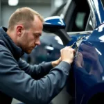 Car body repair in progress at a Glamorgan garage