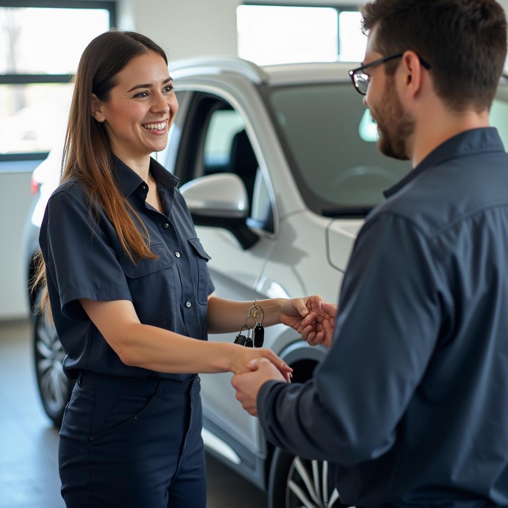 Happy Customer Receiving Repaired Car in Limerick 