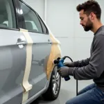 Car Body Repair Preparation: Sanding and Masking