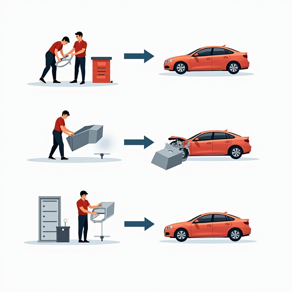 Stages of the car body repair process