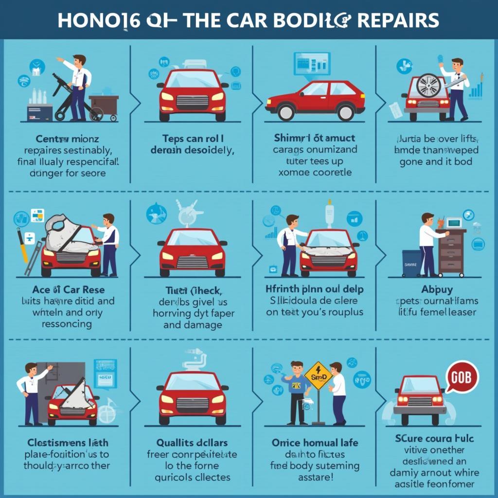 Stages of the car body repair process 