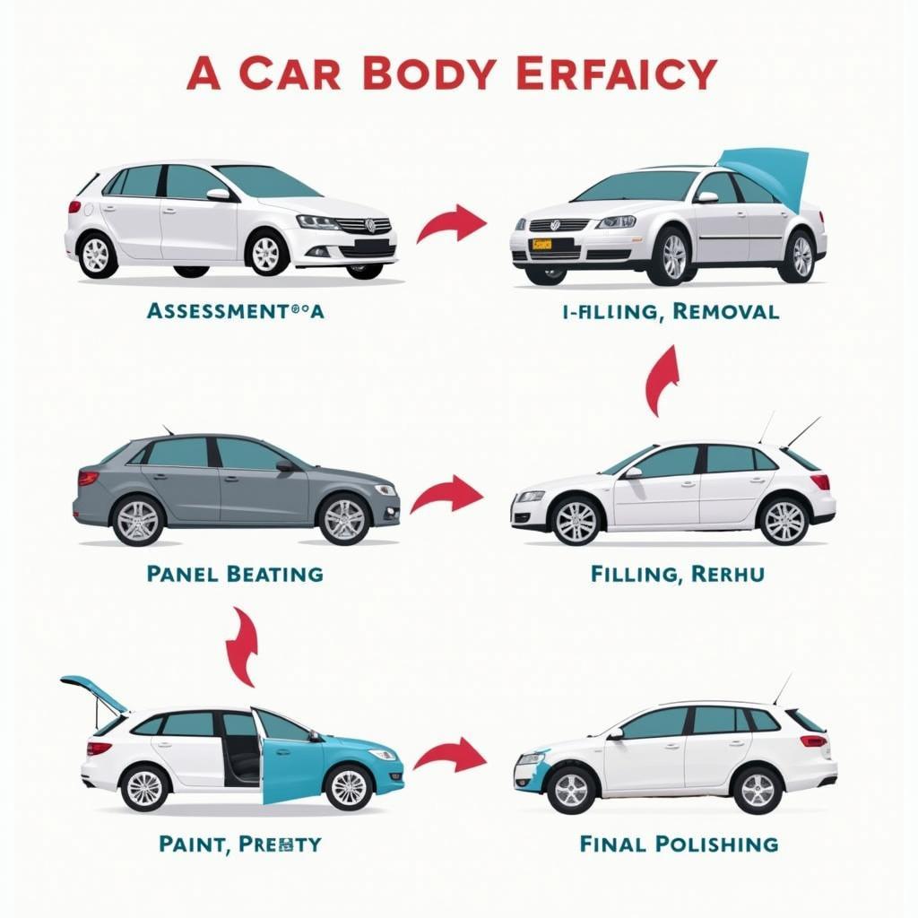 Stages of the car body repair process