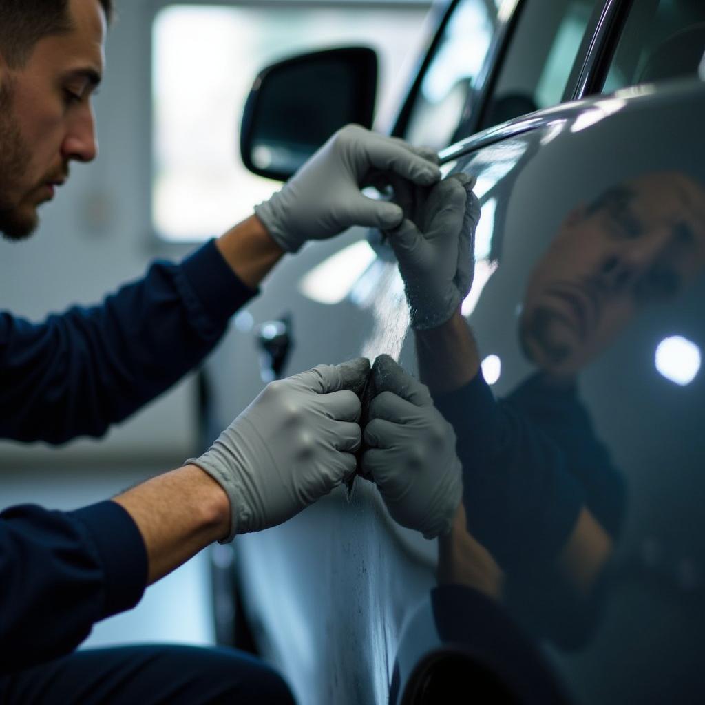 Car undergoing repair in Thanet.