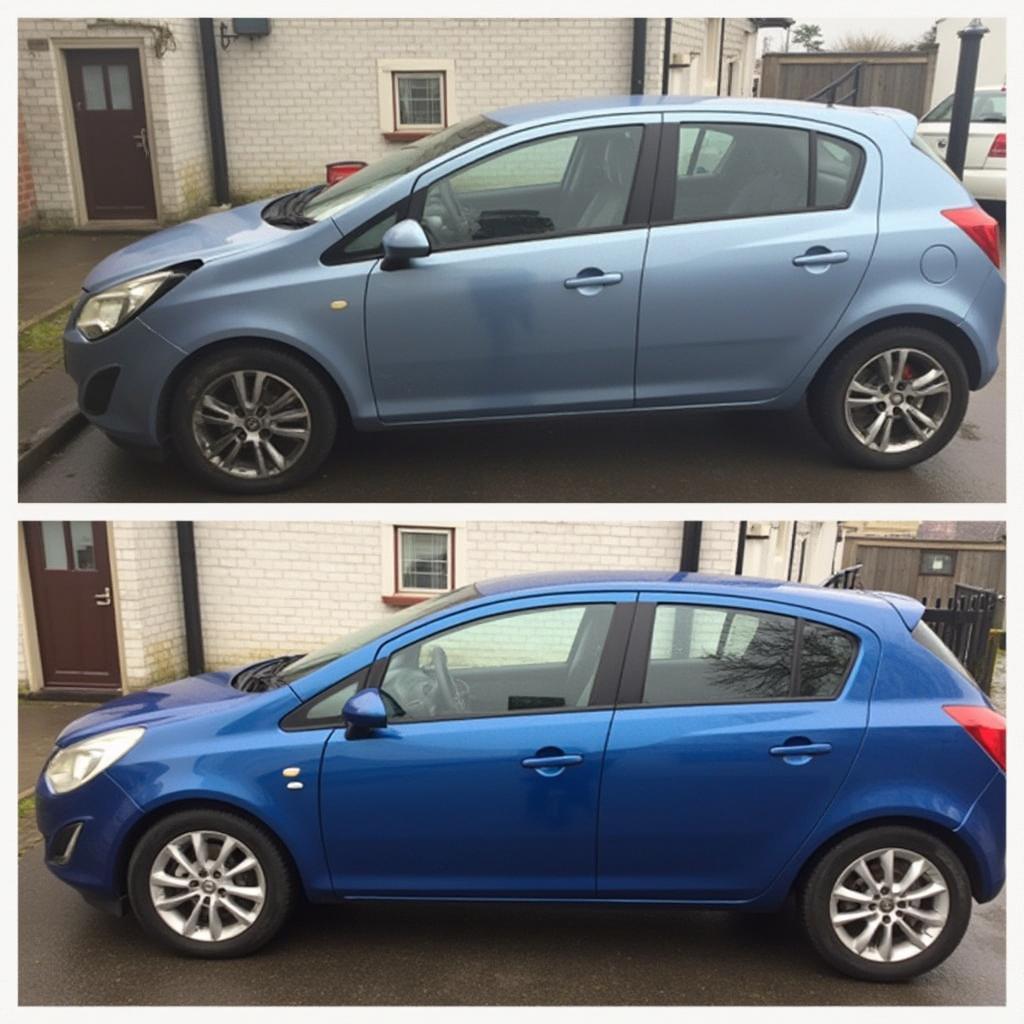 Car before and after body repair in Spennymoor