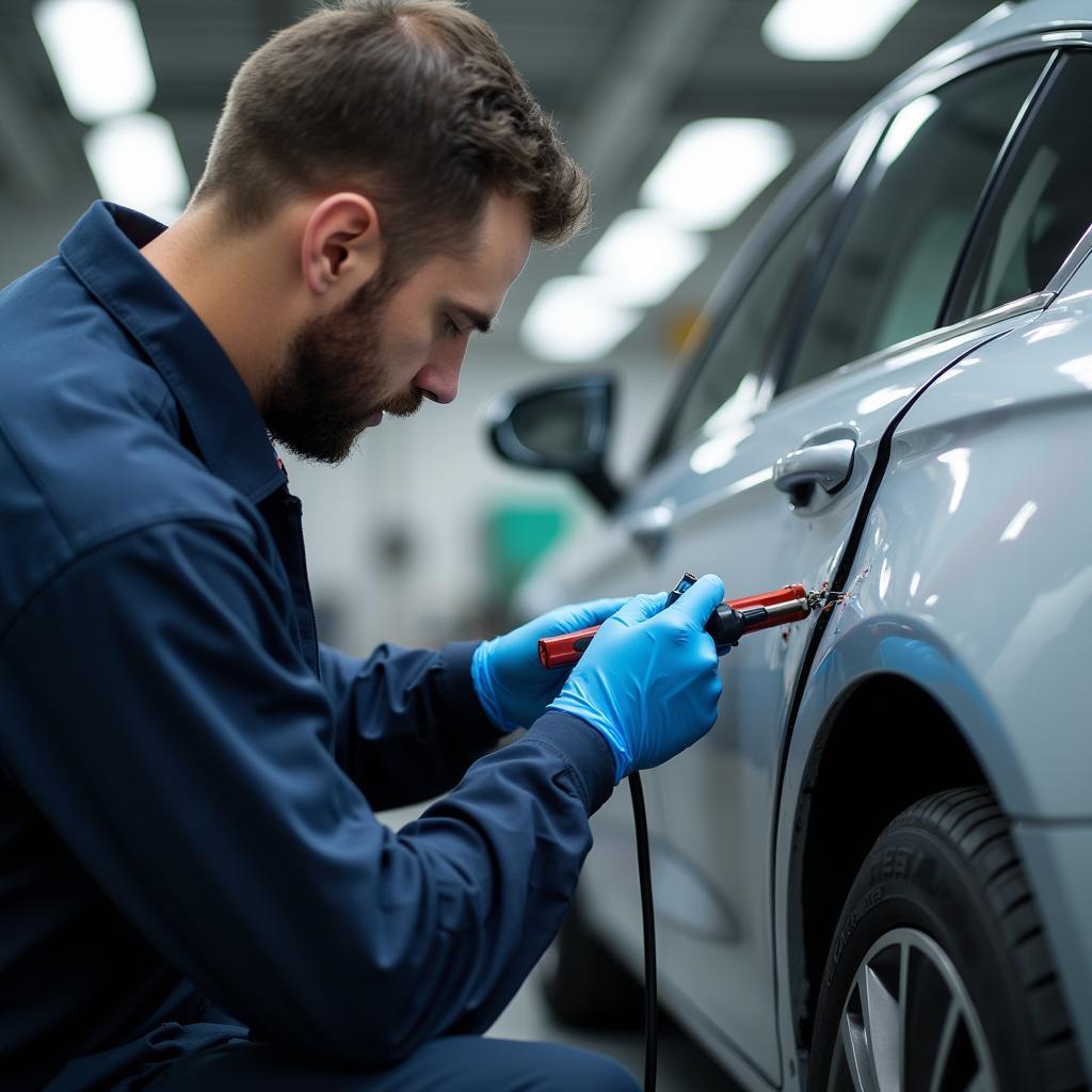 Car Body Repair Technician at Work