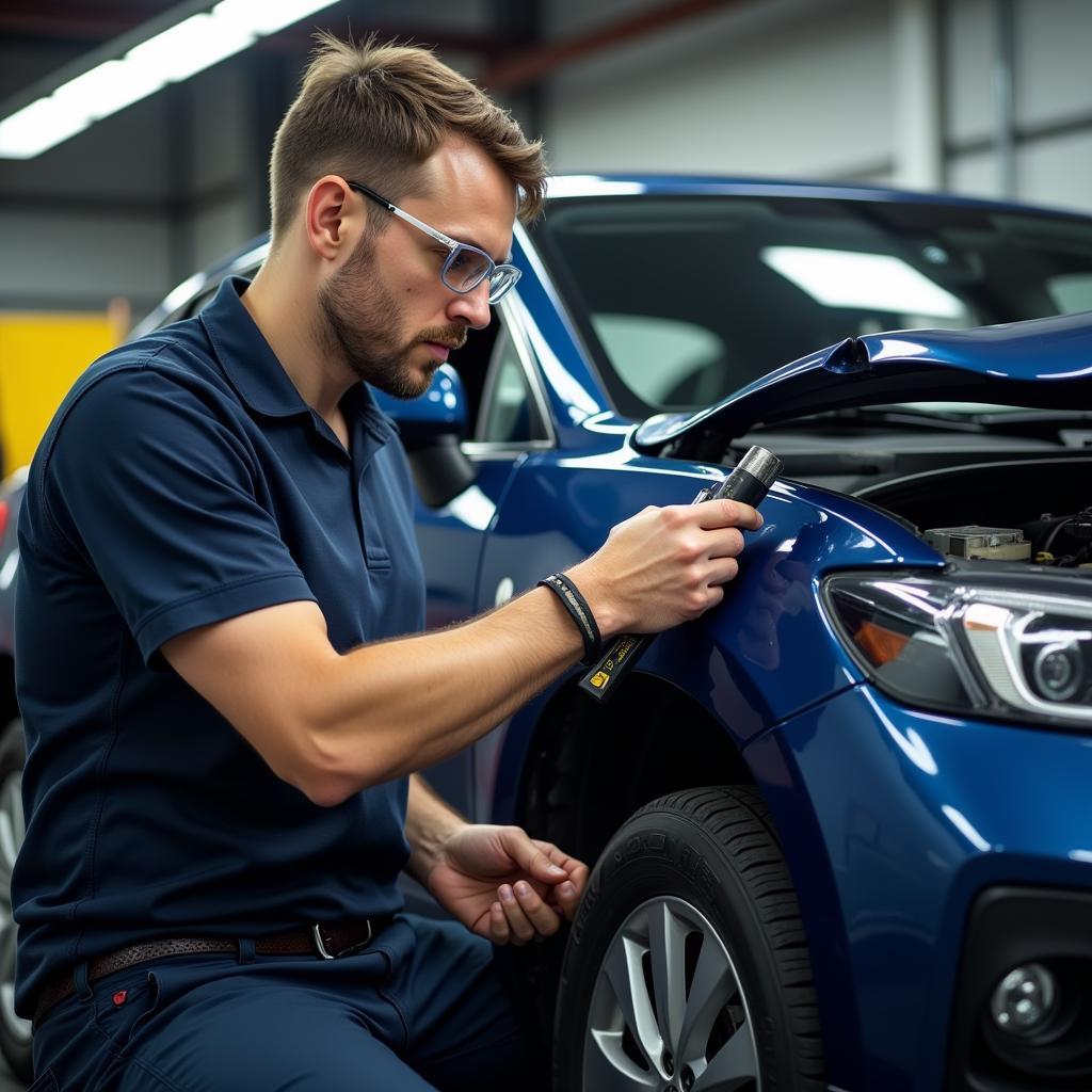 Car Body Repair Technician at Work in Letchworth