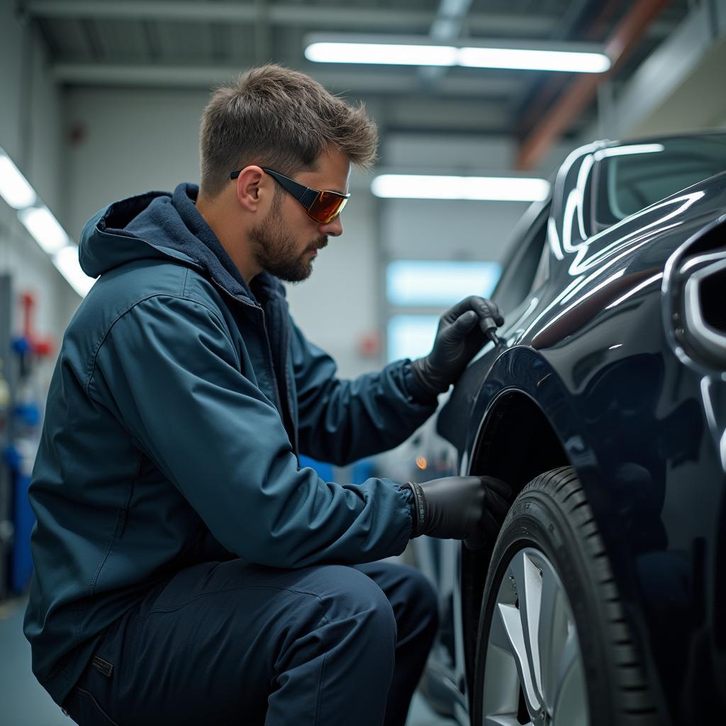 Car Body Repair Technician at Work