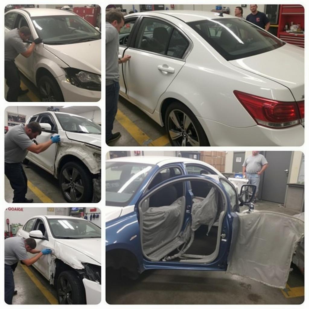 Various car body repair techniques in action