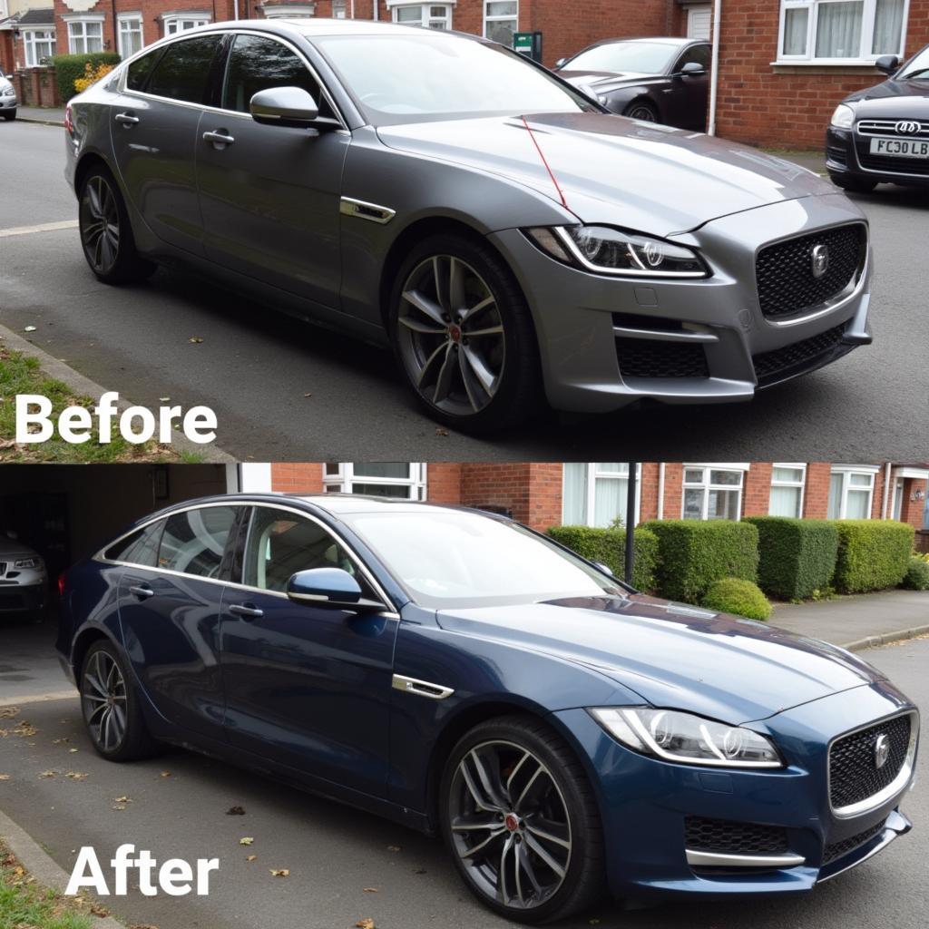 Before and after car body repair in Tyldesley.