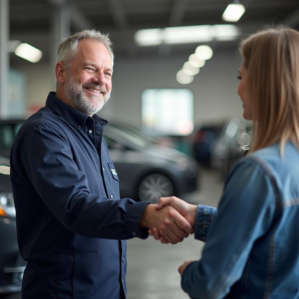 Satisfied Customer at a Car Body Repair Shop in Suffolk