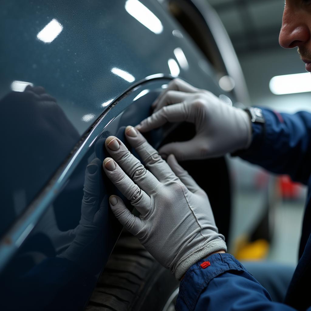 Car body repairs in progress at a professional shop in Gorse Hill