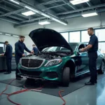 Car body repairs at a modern facility near Riverside Park