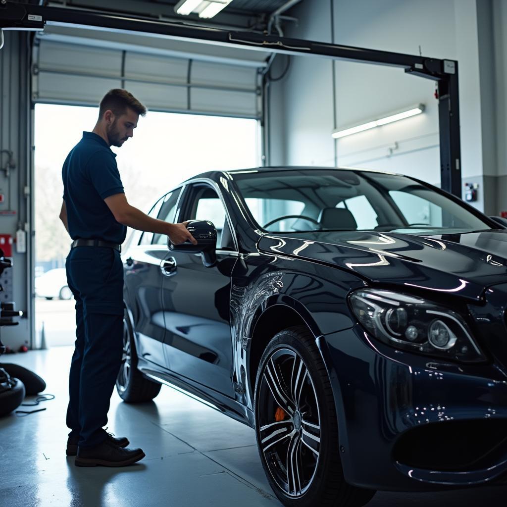 Modern Car Body Shop Repair Bay in Leicester