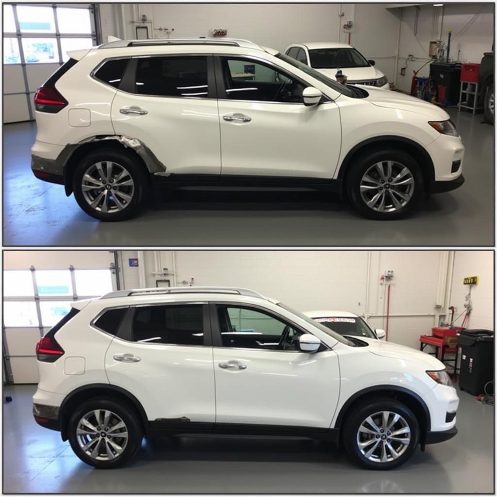 Before and After car bodywork repair in Lewes