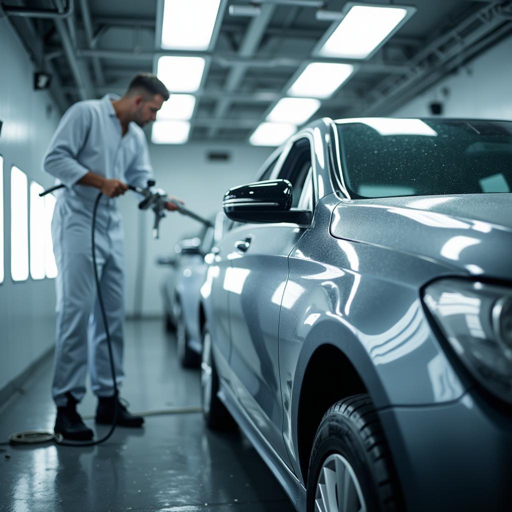 Professional car painting in a body shop near Ashford, Kent