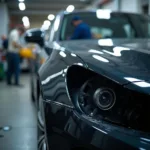 Car bodywork repair in progress at a professional workshop in Southport