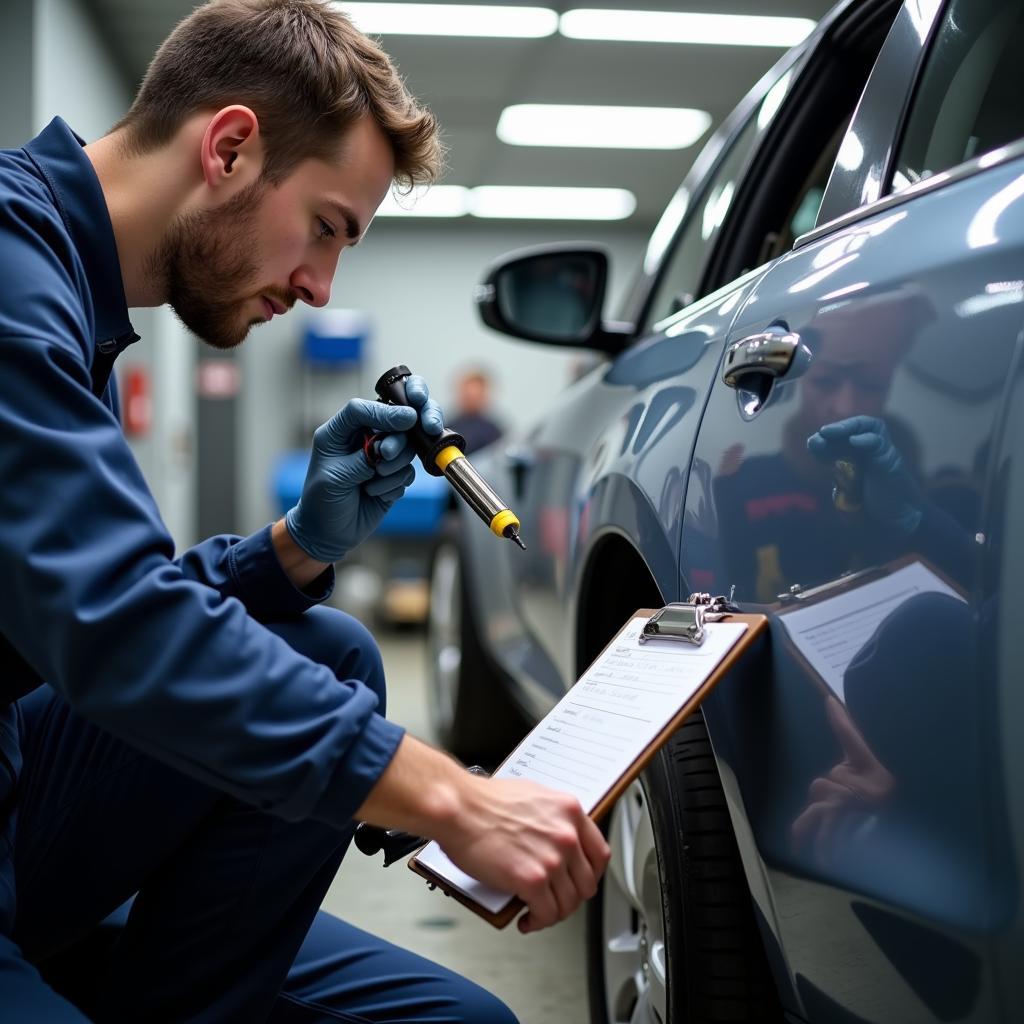 Assessing car bodywork damage in Spalding Lincolnshire