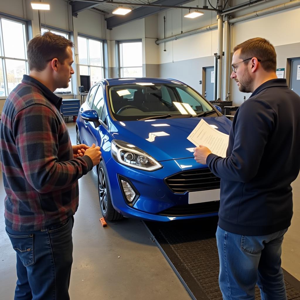 Inspecting a car bodywork repair shop in Spalding Lincolnshire