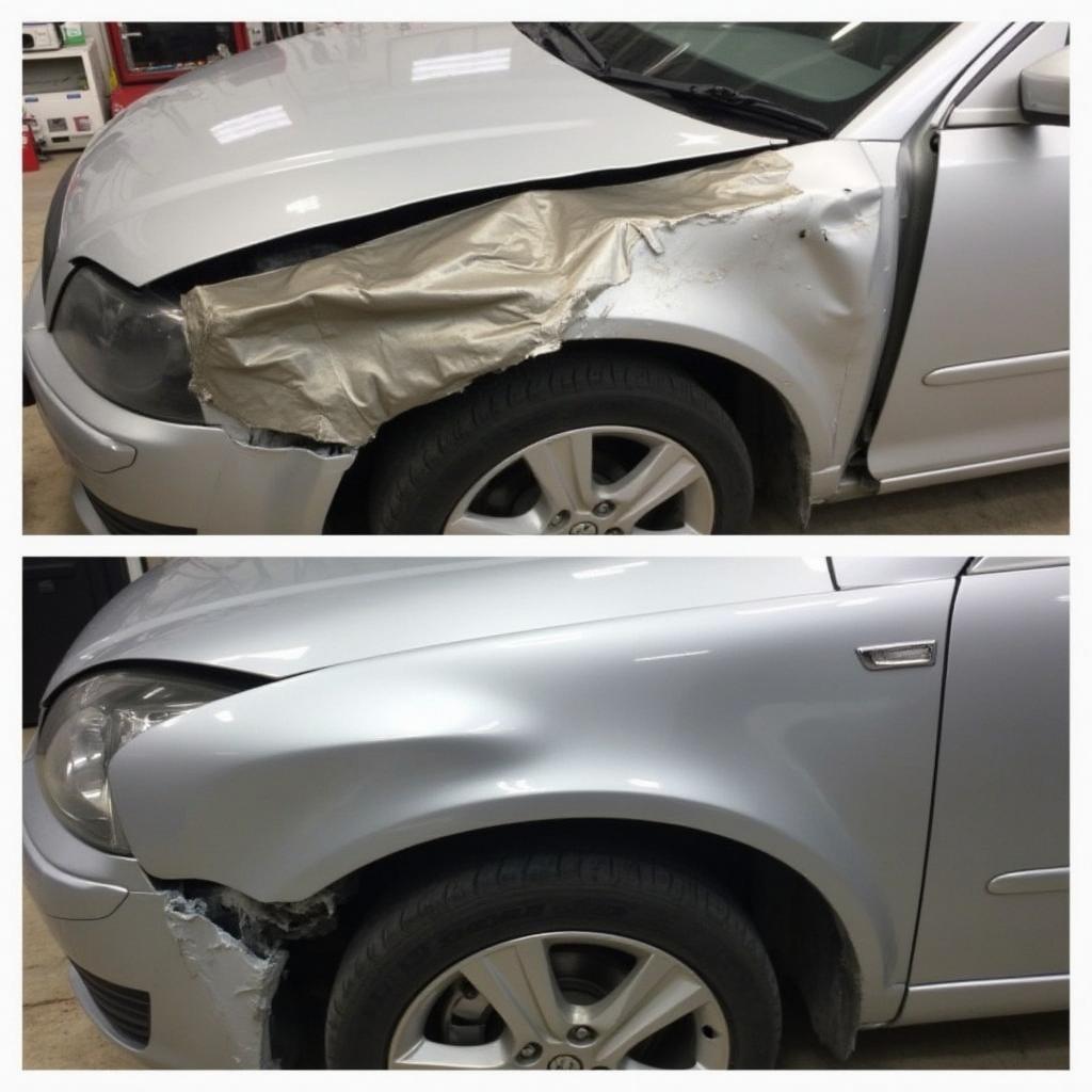 Before and after car bodywork repair in Dorset