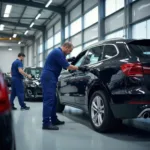 Car bodywork repairs being carried out in a professional workshop in Sidcup