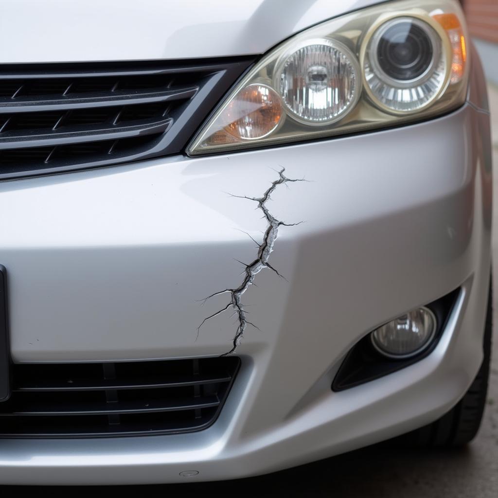 Crack in a plastic car bumper